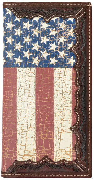 Hot Offer Frenzy Steal the Deal Now 3D Men'S Distressed Usa Flag Leather Edge Rodeo Wallet