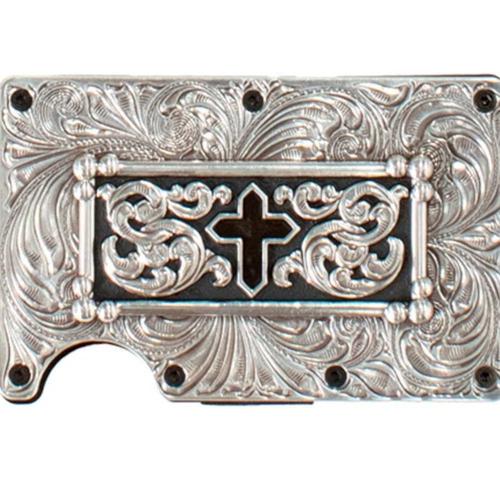 Flash Sale Alert 3D Men'S Rfid Block Cross Utility Wallet In Silver