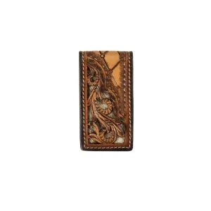 Grab the Deal Now Todays Steal 3D Men'S Tan Scrolling Filigree Magnetic Money Clip