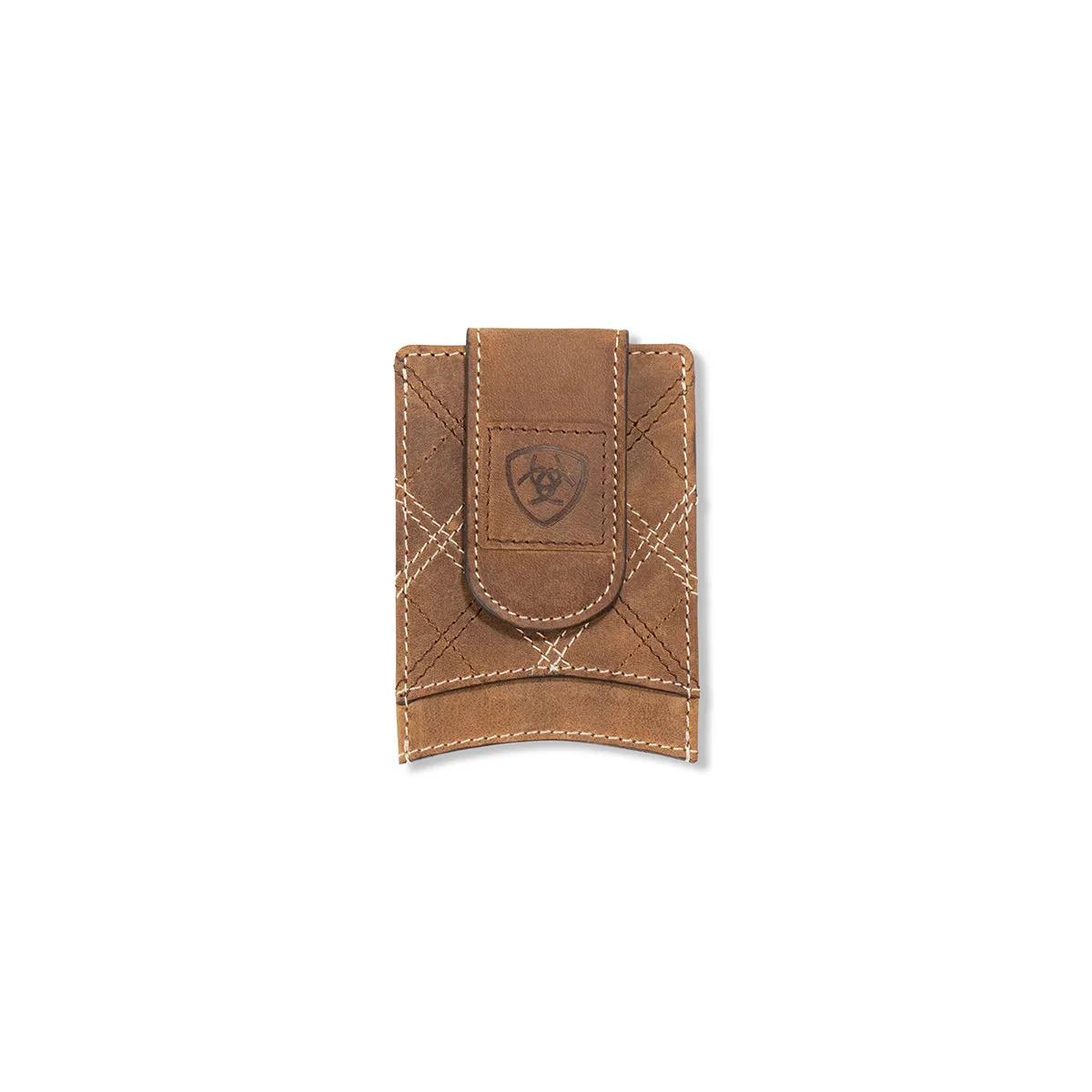 Instant Discount Ariat Men'S Cross Stitch Patch Brown Money Clip Card Case