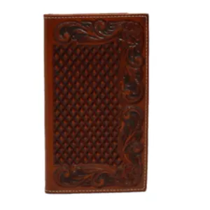 Best Deal Online Ariat Men'S Floral Scrolled Diamond Patterned Leather Rodeo Wallet