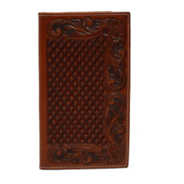 Best Deal Online Ariat Men'S Floral Scrolled Diamond Patterned Leather Rodeo Wallet