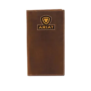 Ariat Men'S Inlay Logo Brown Wallet/ Checkbook Cover Clearance Blowout Dont Miss Hot Deals