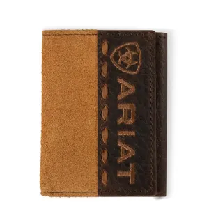 Ariat Men'S Roughout Croco Tan Trifold Leather Wallet Shop Todays Picks