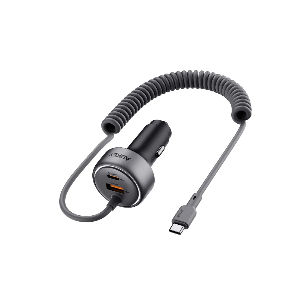 Aukey Cc-P2 Pathfinder Sling 75W Fast Charging Car Charger With Built-In Cable MustShop Sale