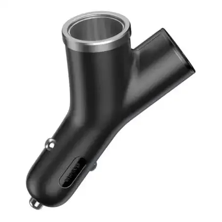 Baseus Y Type Dual Usb Cigarette Lighter Extended Car Charger Black Trending Hot Deal Limited Time Offer