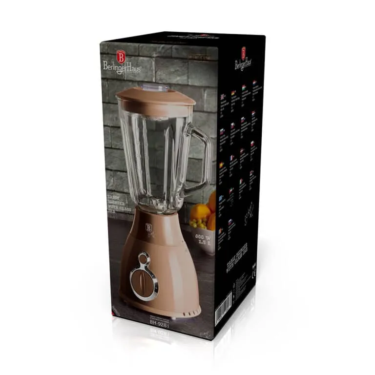 Berlinger Haus Blender 2speed & Pulse, Class Jar, 1.5 Lit, 600 Watts, Biege