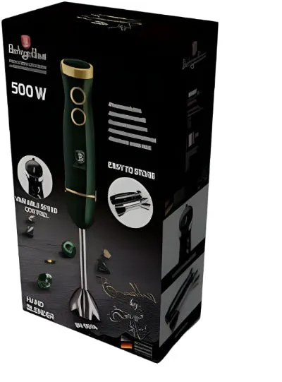 Berlinger Haus Hand Blender, 2Speed & Turbo, 500Watts, Stainless Steel & Stick Green