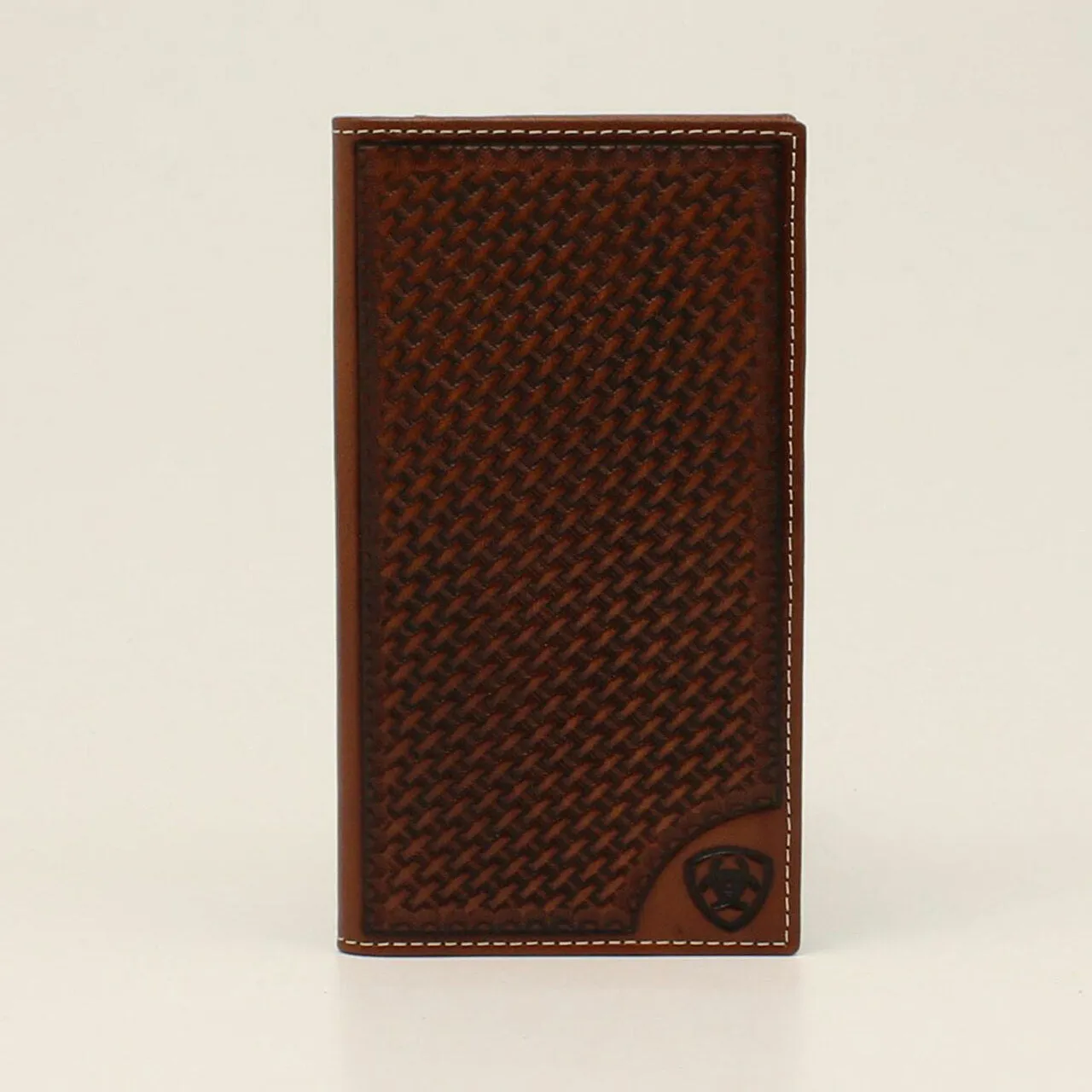 Ariat Men'S Embossed Basketweave Leather Rodeo Wallet Perfect Gift Offer