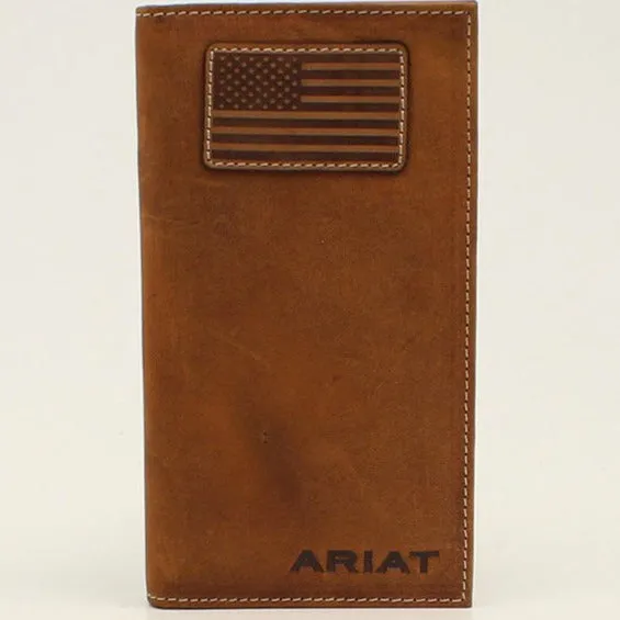 Ariat Men'S Brown Leather Flag Patch Rodeo Wallet Instant Savings Inside Unmissable Deal Today