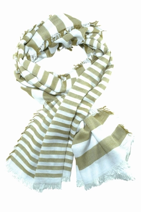 Ultra Soft Scarf With Olive Green Stripes Price Drop Frenzy