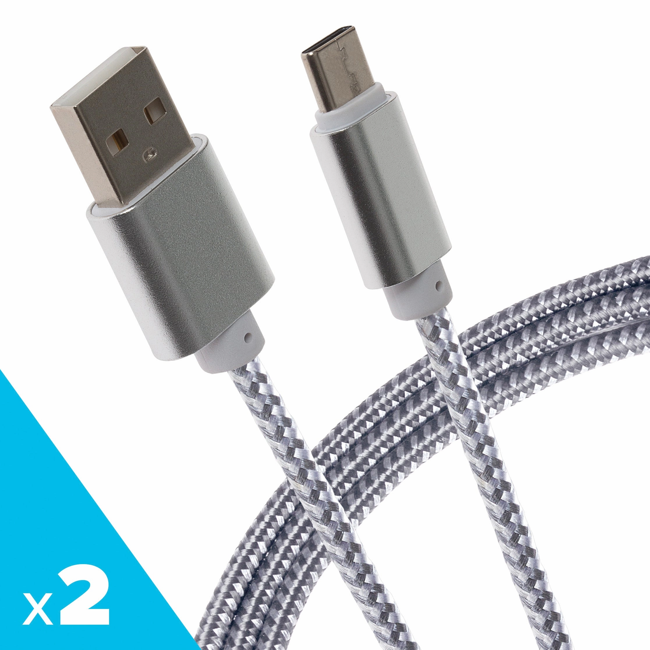 Maplin Usb-C To Usb-A Braided Cable - Silver, 3M (Pack Of 2) Hot Offer Event Trending Hot Picks