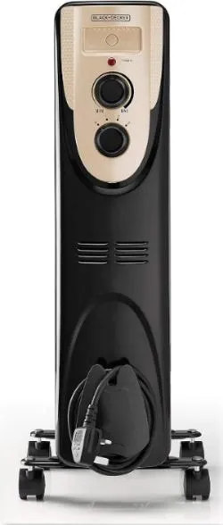 Black & Decker Oil Radiator Fan Forced, 2000Watts, 9Fan, Black