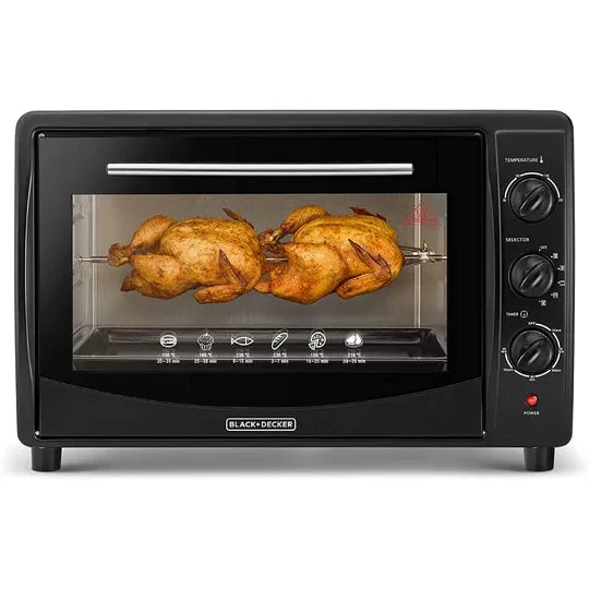 Black & Decker Toaster Oven with Double Glass, Black