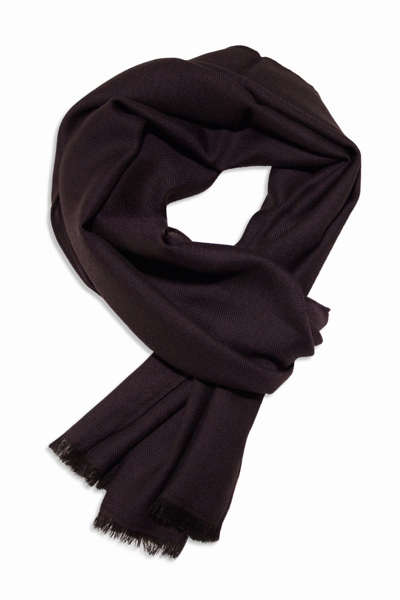 Black Cashmere Scarf In Herringbone Weave Today Only Offer
