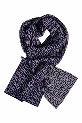 Classic Blue Wool Scarf By Moschino Shop Smart Save Big Clearance Event
