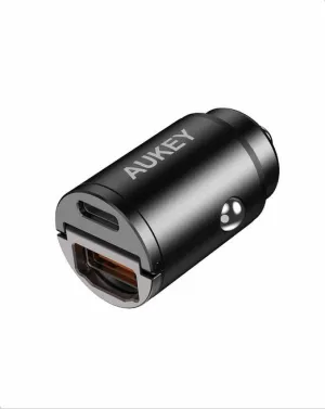 Hot Offer Event Aukey Cc-A3 Pd Metal Dual Port 30W Fast Car Charger With Pps &Amp; Qc 3.0