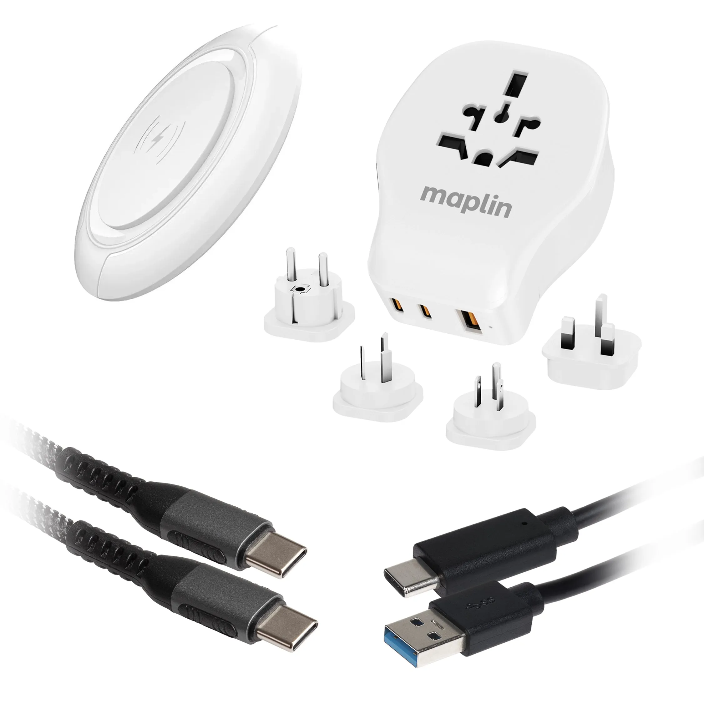 Instant Hot Deal Big Savings Alert Maplin Travel Adapter & Wireless Charging Pad Kit