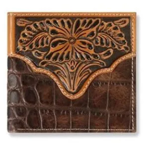 Ariat Grain Leather Croc Print Bifold Wallet Flash Deal Today