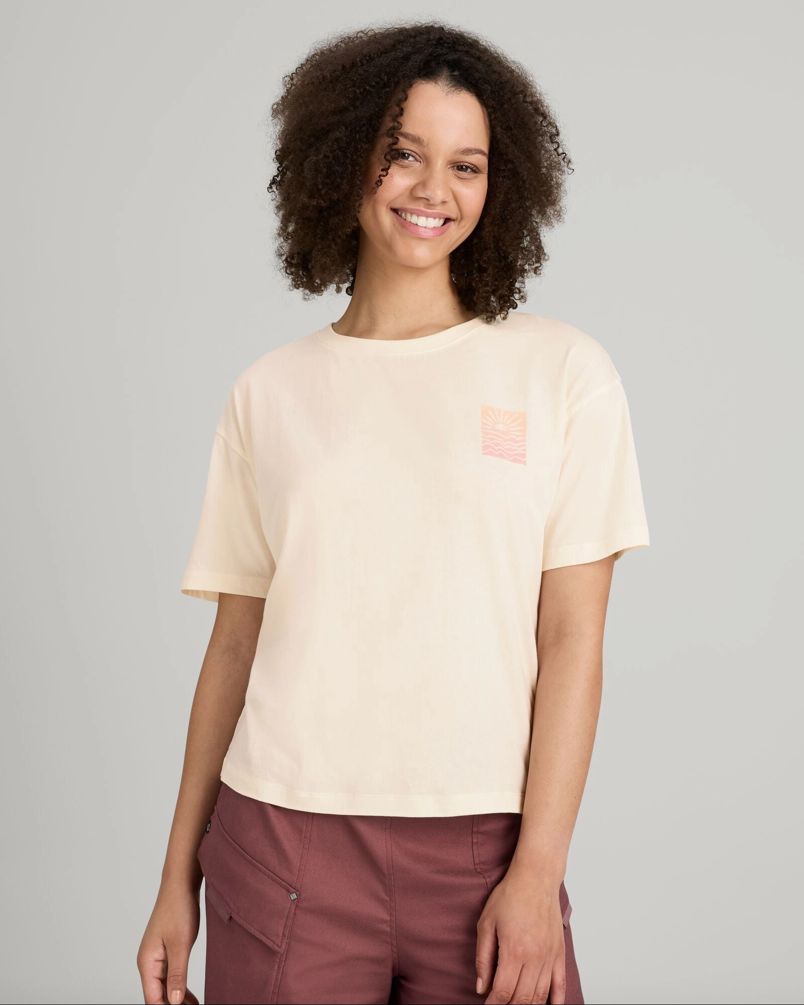 Women'S Sunrise Flower Organic Cotton T-Shirt - Natural Online Deal Frenzy Daily Special Offer
