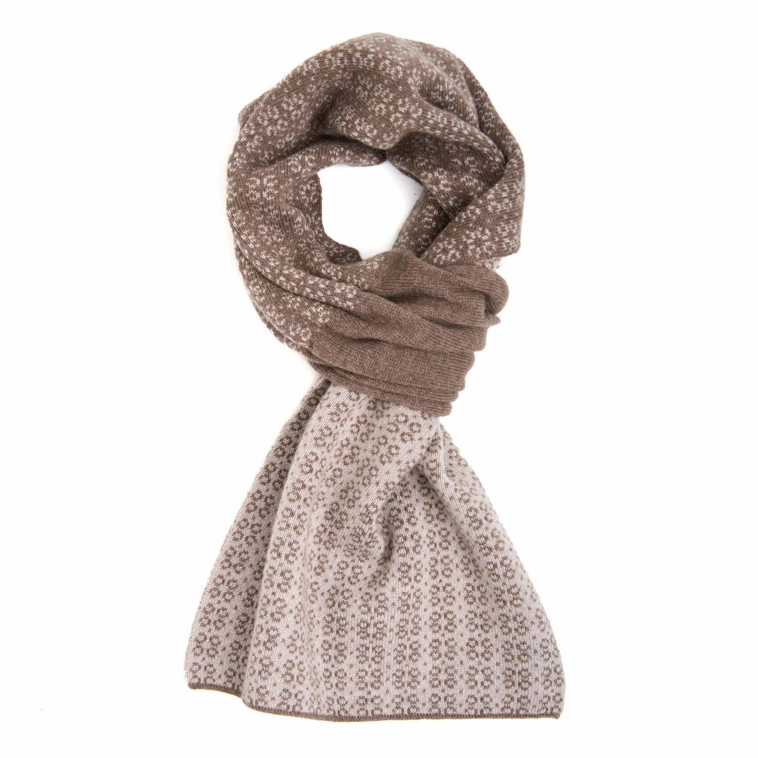 MustHave Deals Dark Brown And Beige Neck Warmer With Micro Pattern