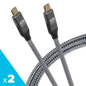 Maplin Pro Usb-C To Usb-C Gen2 100W 20Gbps Power Delivery Super Speed Data Transfer & Charging Braided Cable - Silver, 3M (Pack Of 2) Limited Time Hot Deal Save More Online