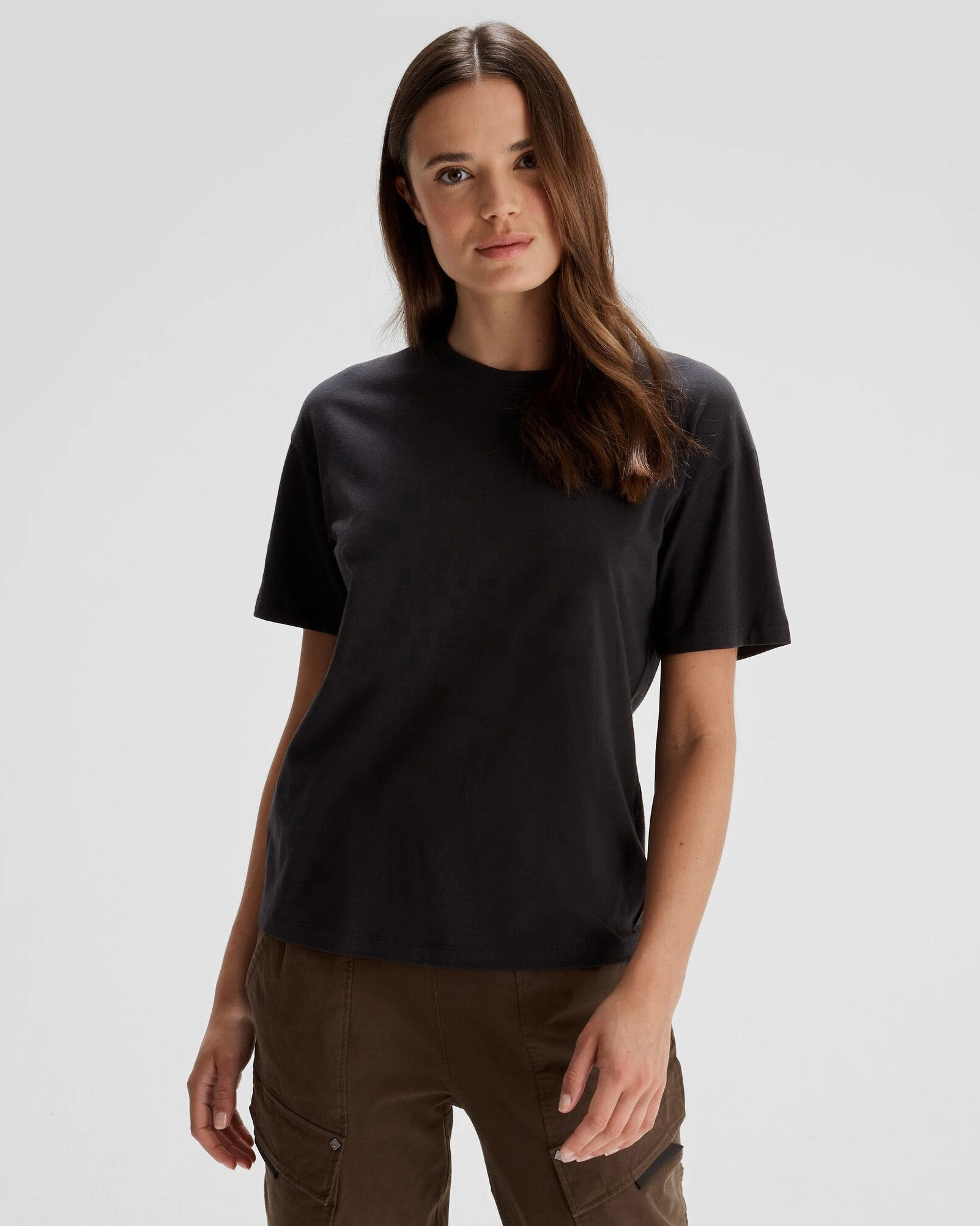 Women'S Solid Organic Cotton T-Shirt - Black Stingray Best Deal Online
