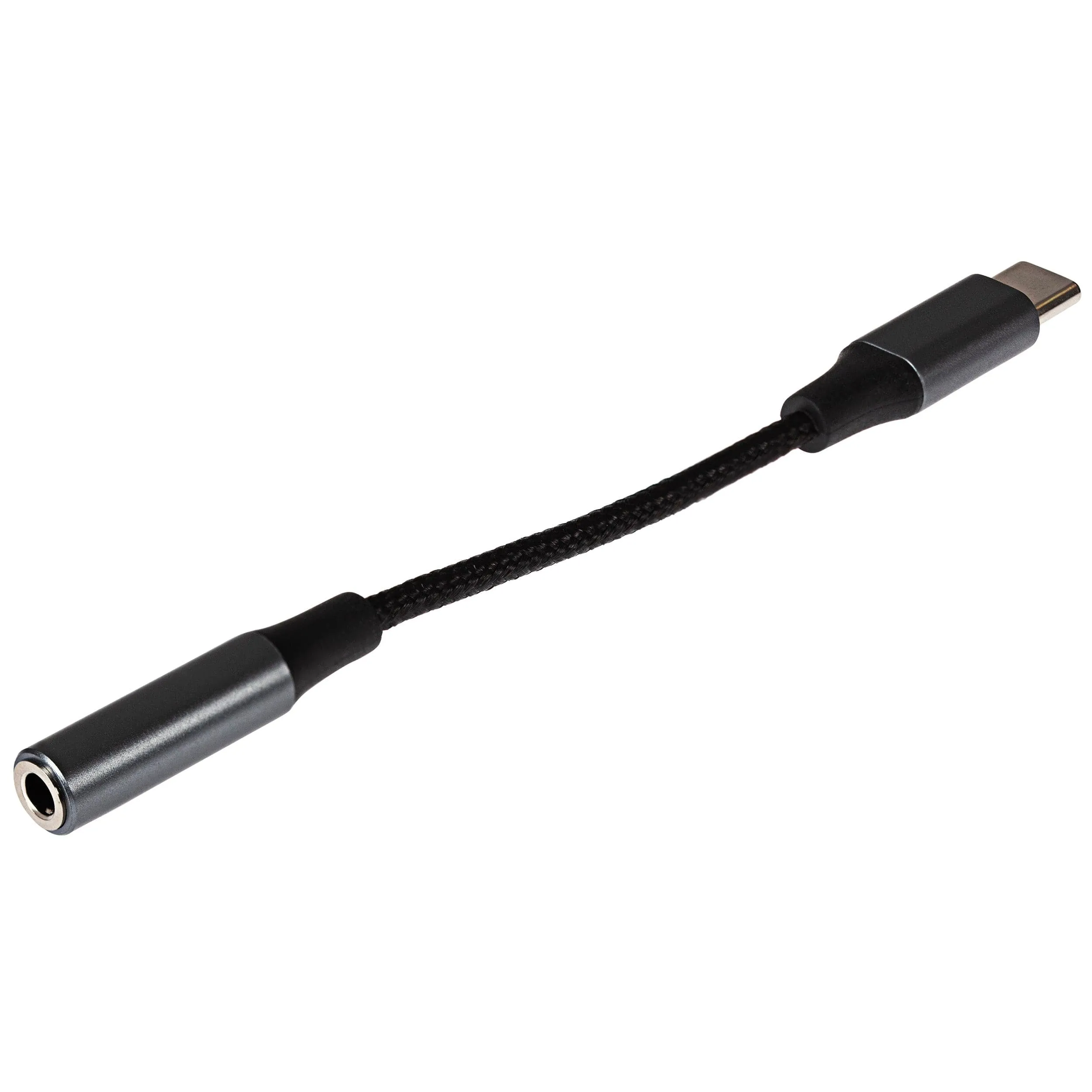 Grab It Now Maplin Usb-C To 3.5Mm Female Jack Headphone Aluminium Braided Adapter Cable - Black, 5Cm