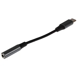 Grab It Now Maplin Usb-C To 3.5Mm Female Jack Headphone Aluminium Braided Adapter Cable - Black, 5Cm