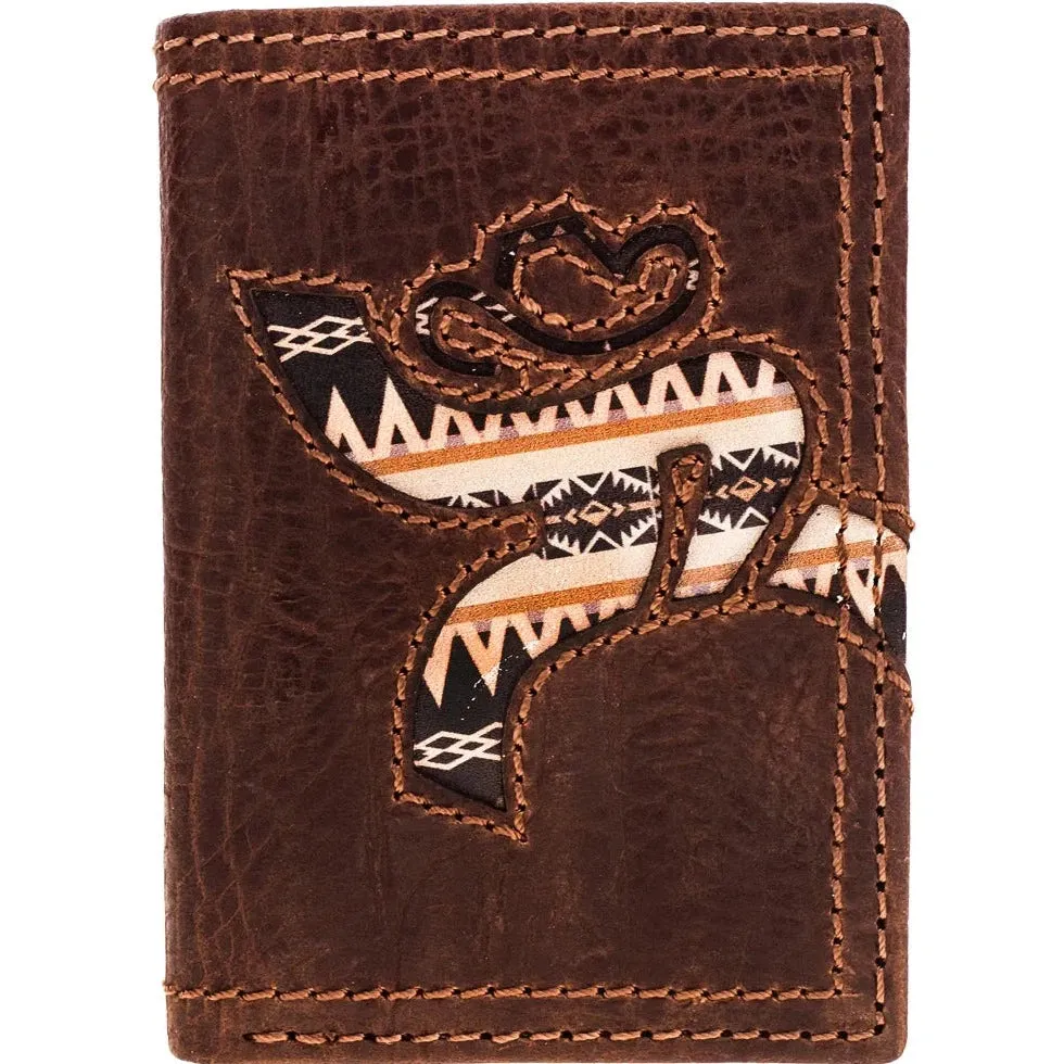 Hooey "Strap" Roughy Aztec Inlay Leather Trifold Wallet Hot Offer Event