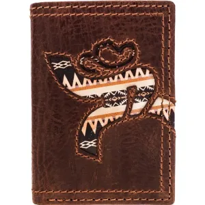 Hooey "Strap" Roughy Aztec Inlay Leather Trifold Wallet Hot Offer Event