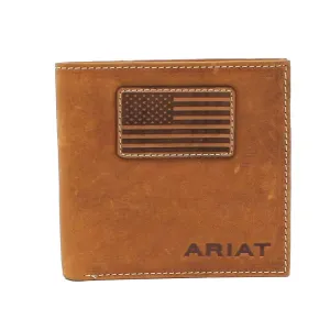 Ariat Men'S Usa Flag Brown Leather Bifold Wallet Grab Your Hot Pick