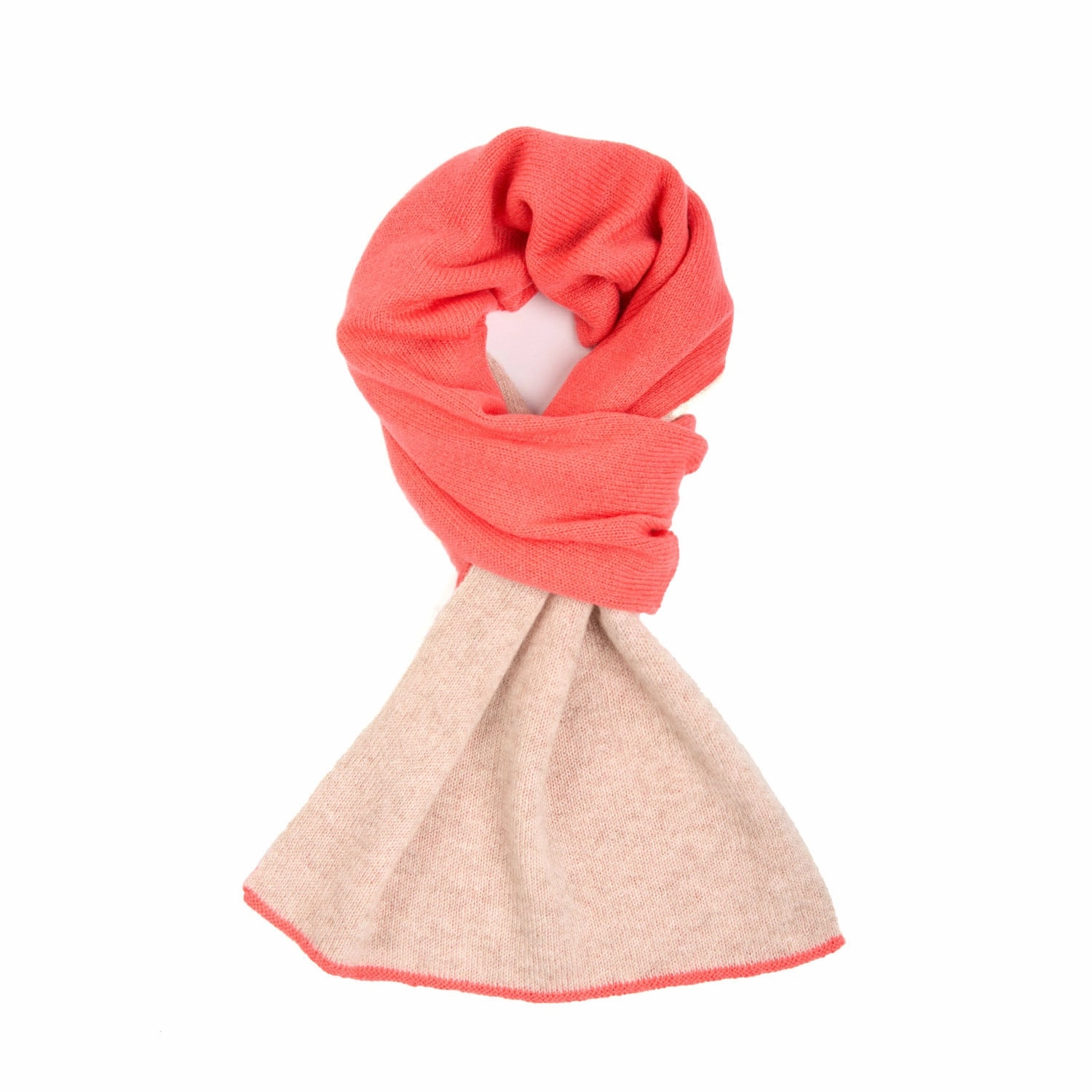 Save More Now Hot Deals Today Orange And Beige Two-Tone Cashmere Neck Warmer