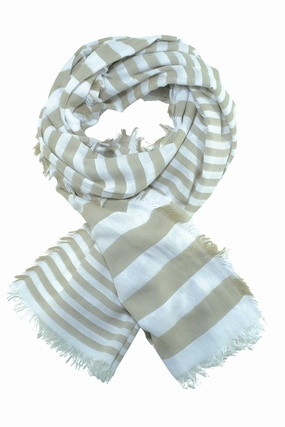 MustHave Items Exclusive Online Offer Ultra Soft Scarf With Sand-Coloured Stripes