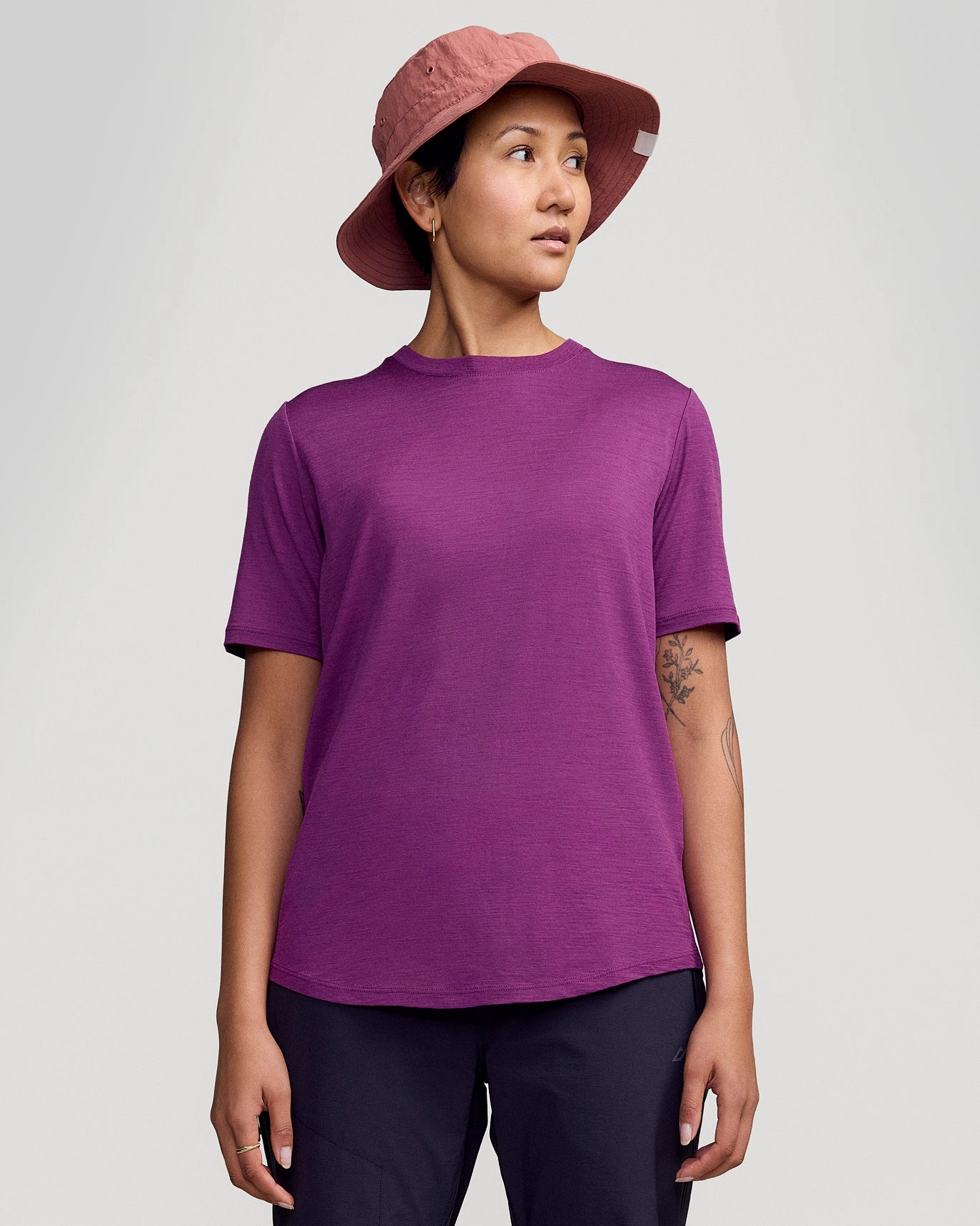 Today Only Discount Alert Women'S 100% Merino Short Sleeve Crew Top - Berry