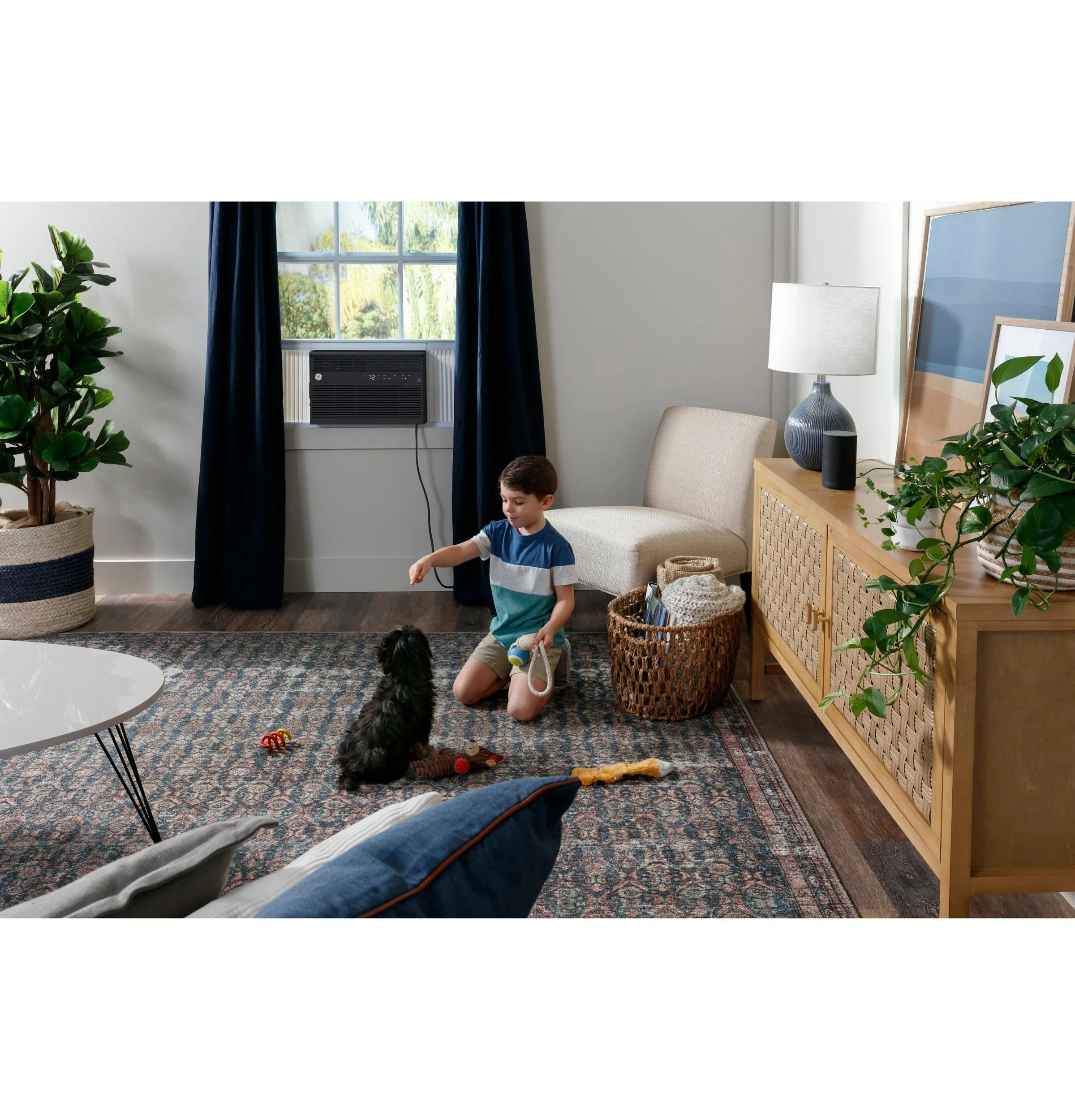 Ge Appliances AHEU08BC Ge? Energy Star? 8,000 Btu Smart Electronic Window Air Conditioner For Medium Rooms Up To 350 Sq. Ft., Black
