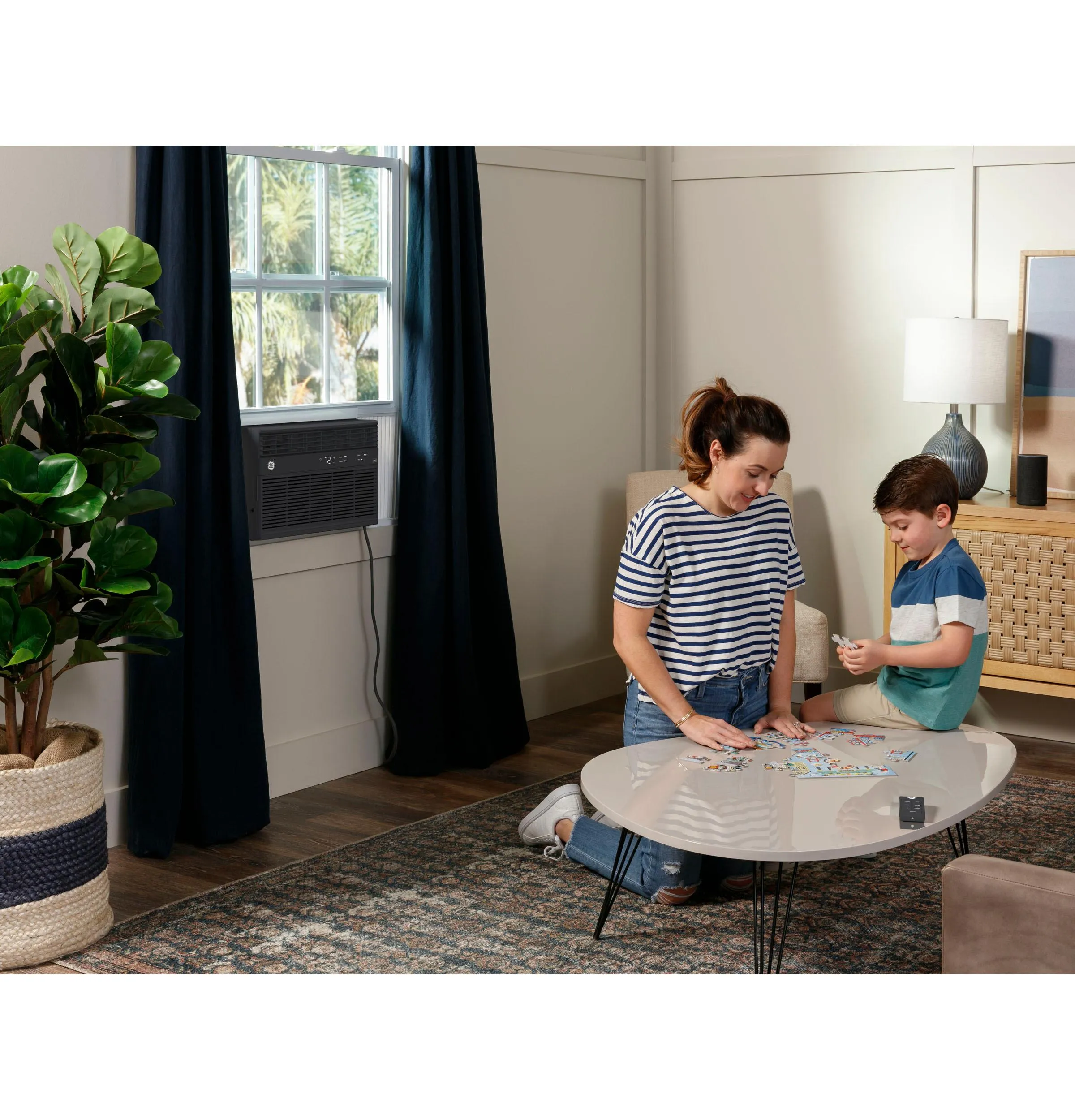 Ge Appliances AHEU08BC Ge? Energy Star? 8,000 Btu Smart Electronic Window Air Conditioner For Medium Rooms Up To 350 Sq. Ft., Black