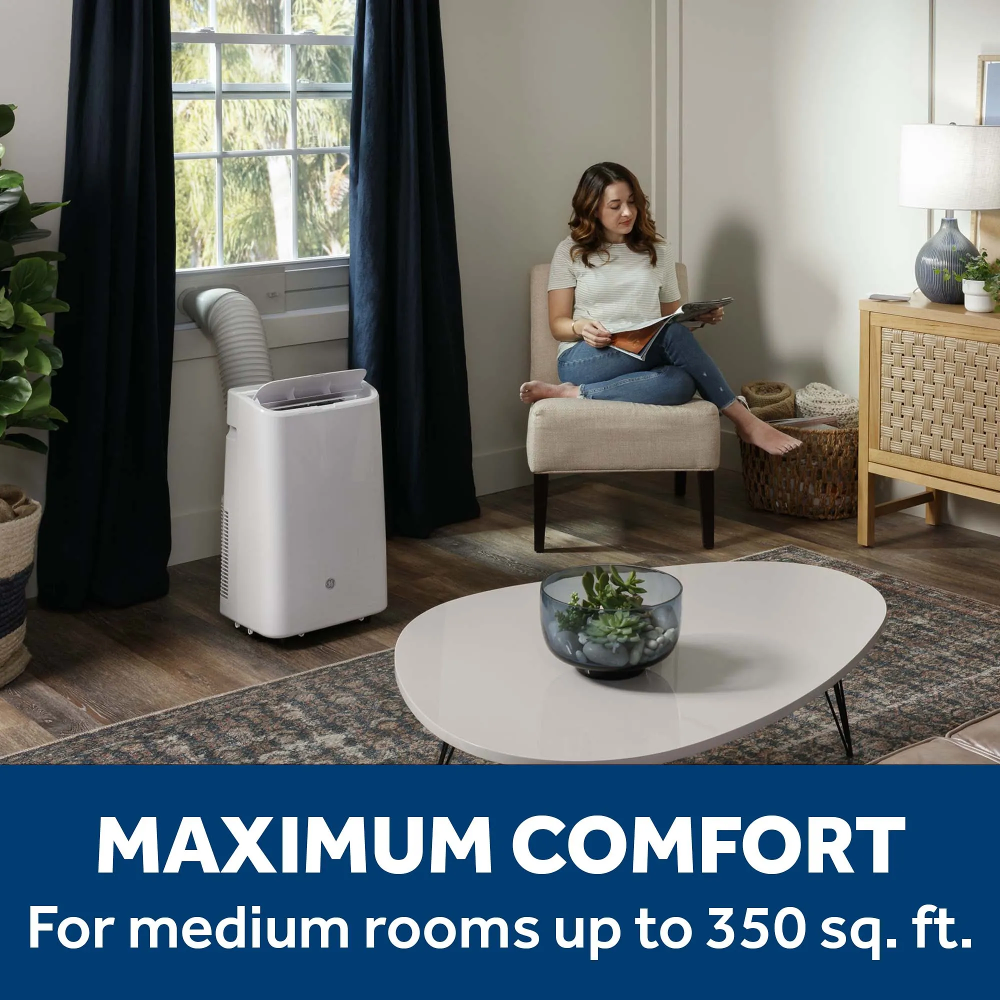 Ge Appliances APLS08WWF Ge? 8,000 Btu Class Smart Portable Air Conditioner For Medium Rooms Up To 350 Sq Ft. (8,100 Btu Doe)