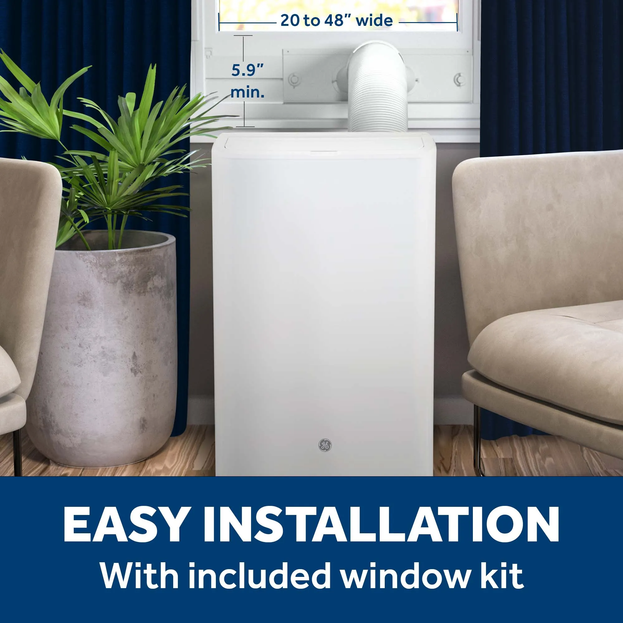 Ge Appliances APLS08WWF Ge? 8,000 Btu Class Smart Portable Air Conditioner For Medium Rooms Up To 350 Sq Ft. (8,100 Btu Doe)