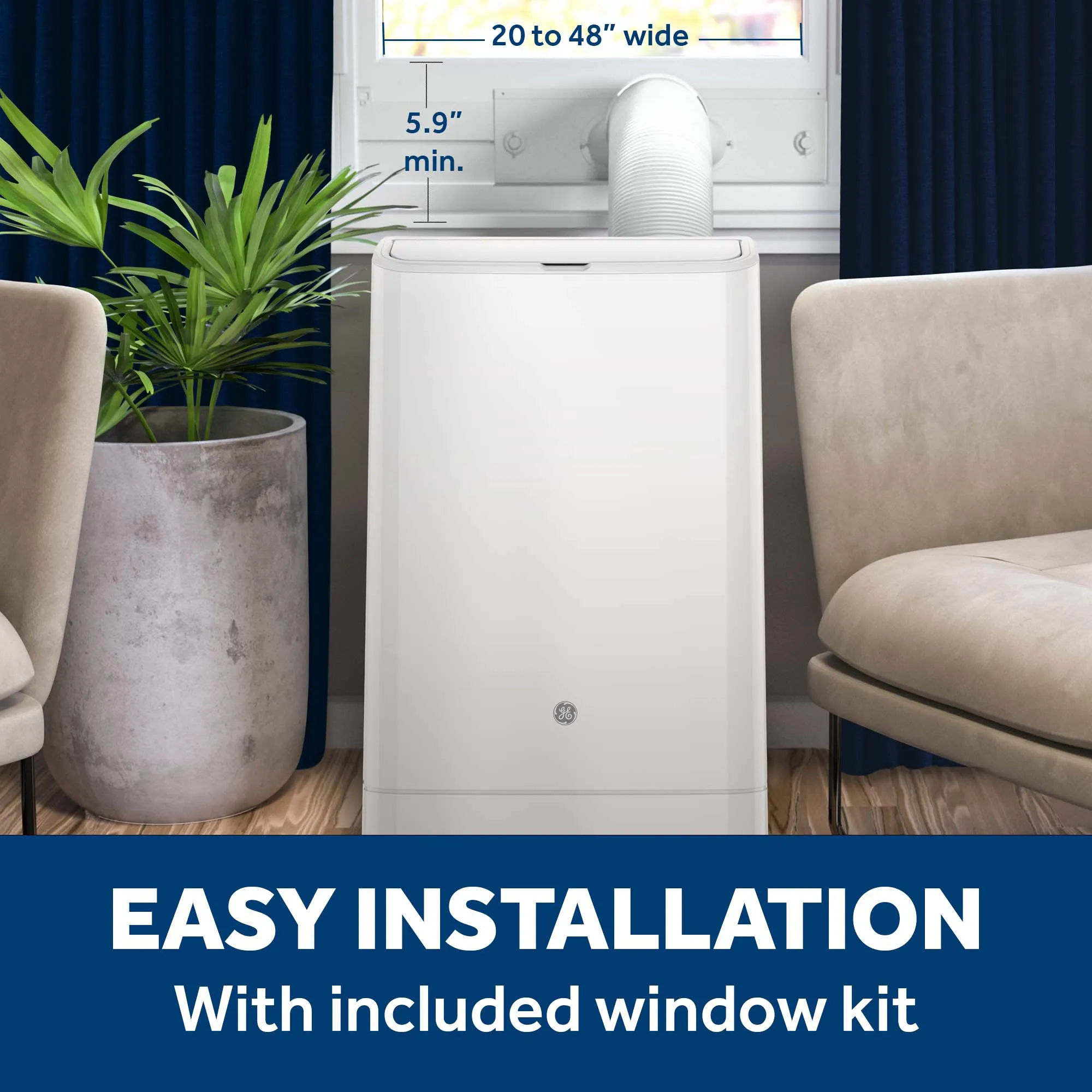 Ge Appliances APLS10WWF Ge? 10,000 Btu Class Smart Portable Air Conditioner For Medium Rooms Up To 450 Sq Ft. (10,400 Btu Doe)