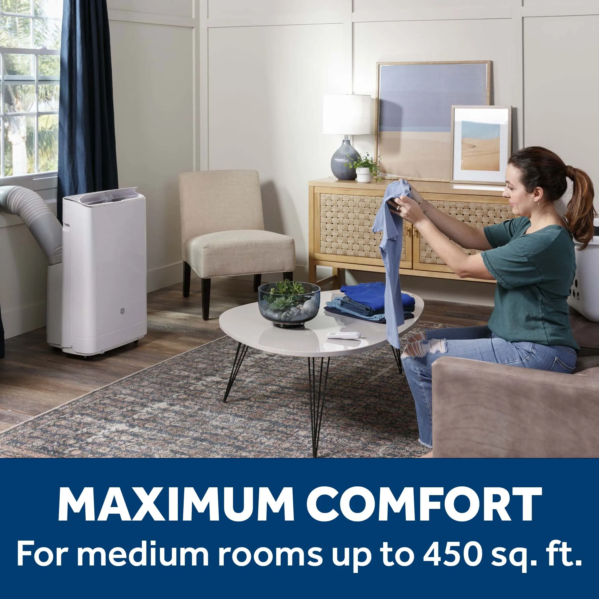 Ge Appliances APLS10WWF Ge? 10,000 Btu Class Smart Portable Air Conditioner For Medium Rooms Up To 450 Sq Ft. (10,400 Btu Doe)