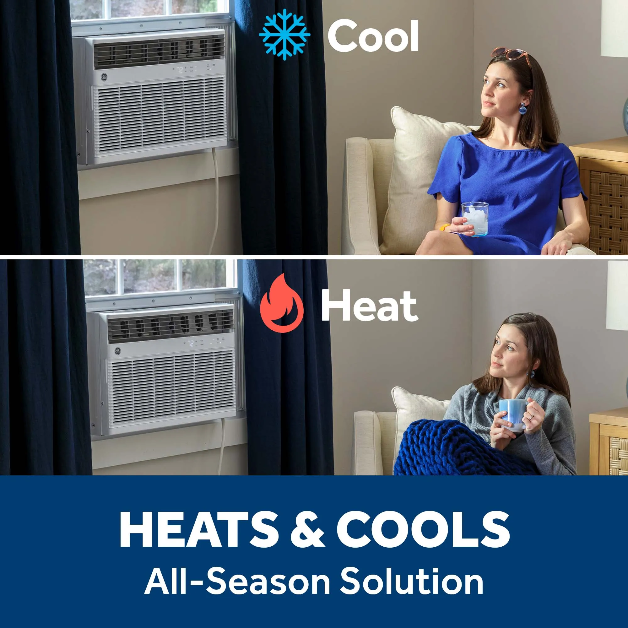 Ge Appliances AWGH18WWF Ge? 18,000 Btu Smart Heat/Cool Electronic Window Air Conditioner For Extra-Large Rooms Up To 1000 Sq. Ft.