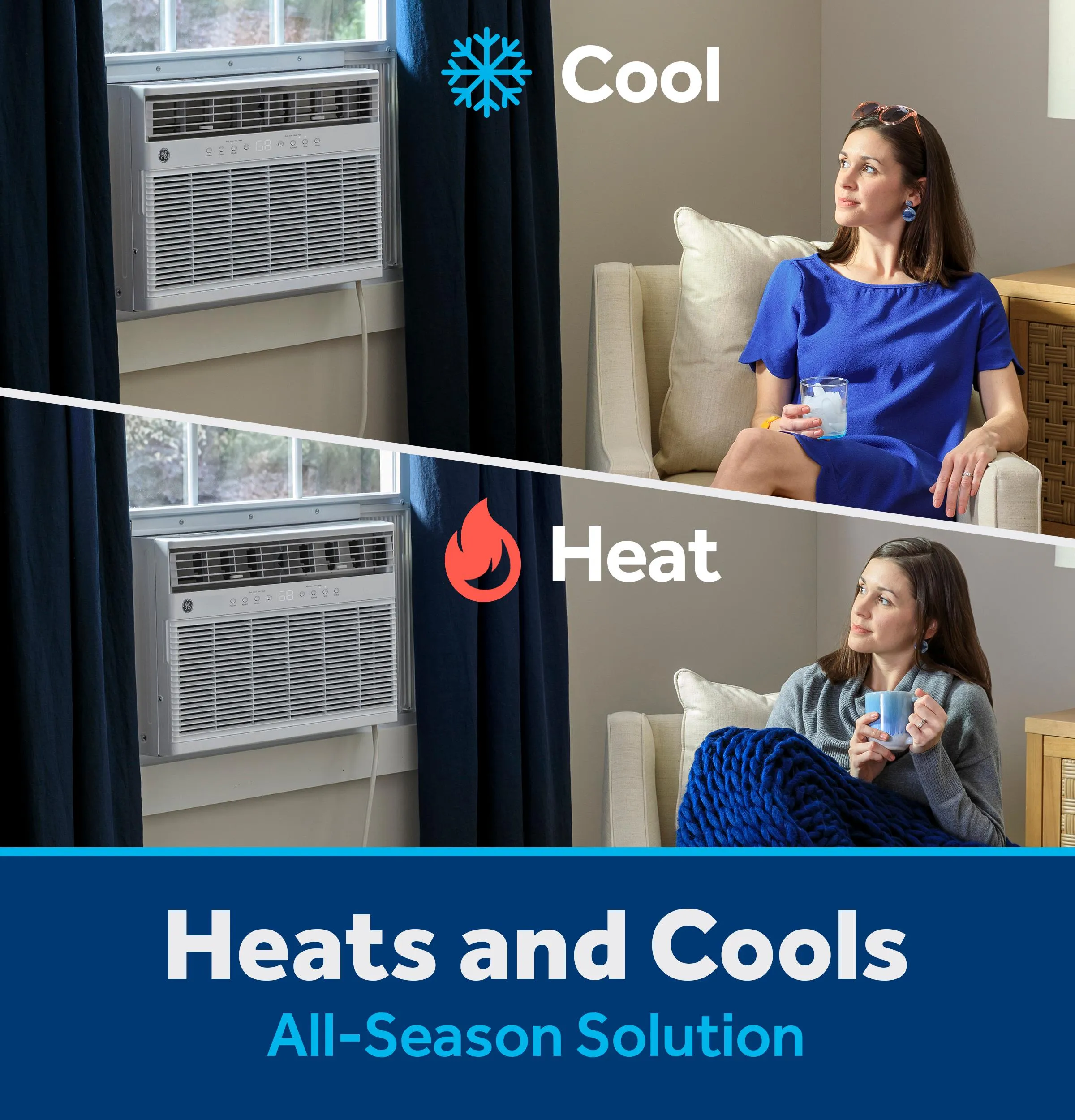 Ge Appliances AWGP08WWF Ge? 8,000 Btu Smart Heat/Cool With Heat Pump Electronic Window Air Conditioner For Medium Rooms Up To 350 Sq. Ft.