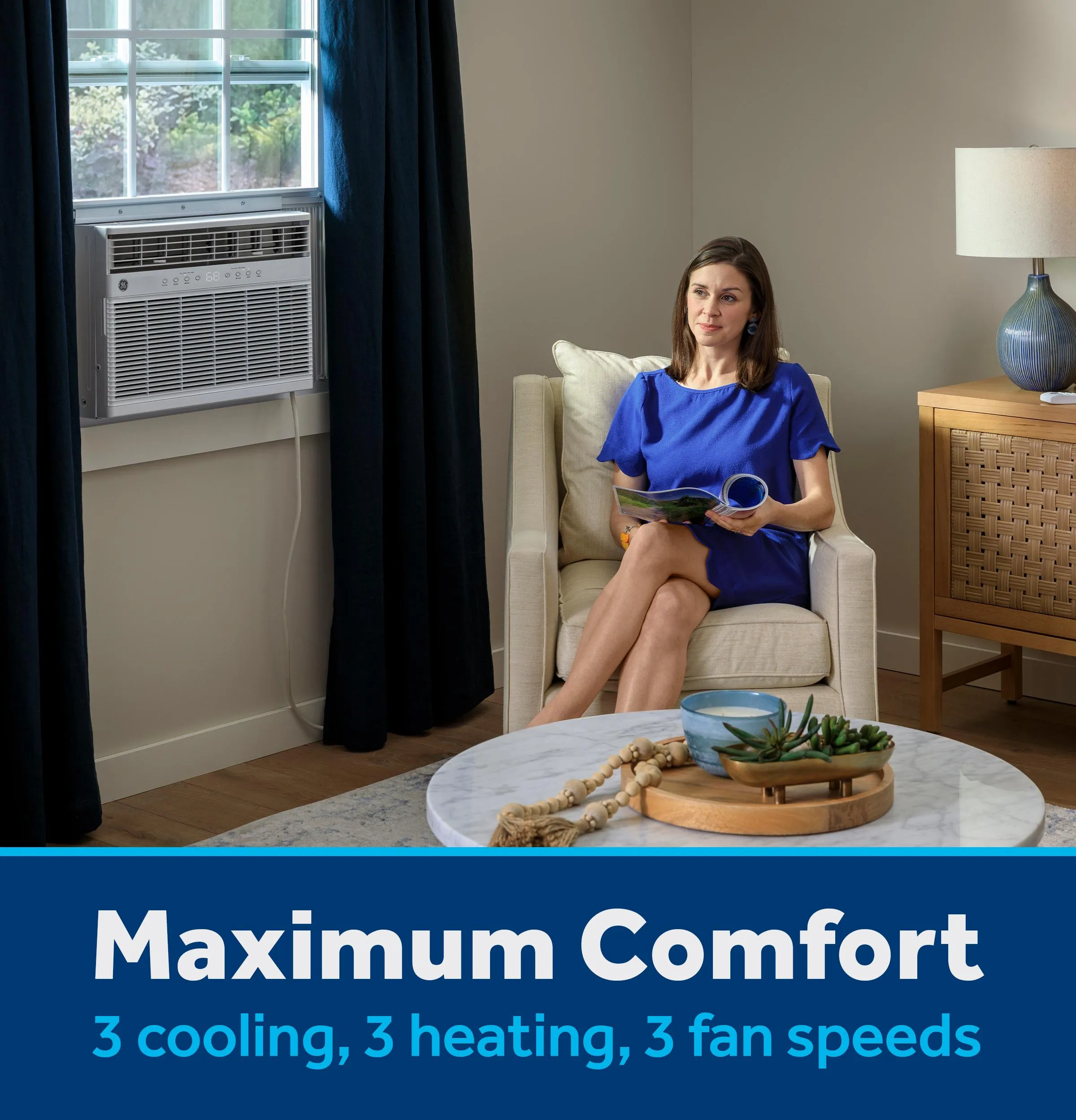 Ge Appliances AWGP08WWF Ge? 8,000 Btu Smart Heat/Cool With Heat Pump Electronic Window Air Conditioner For Medium Rooms Up To 350 Sq. Ft.