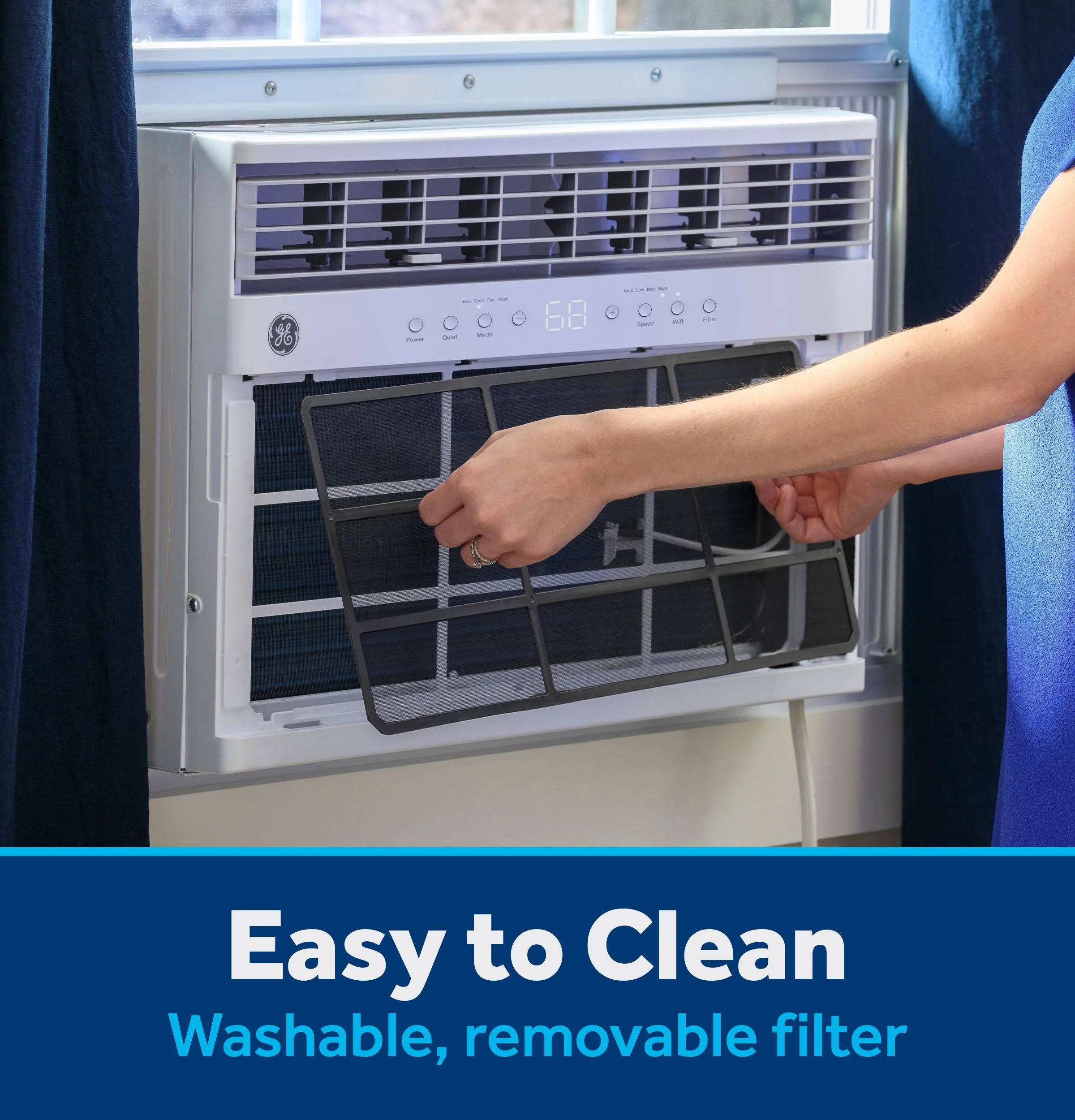 Ge Appliances AWGP08WWF Ge? 8,000 Btu Smart Heat/Cool With Heat Pump Electronic Window Air Conditioner For Medium Rooms Up To 350 Sq. Ft.