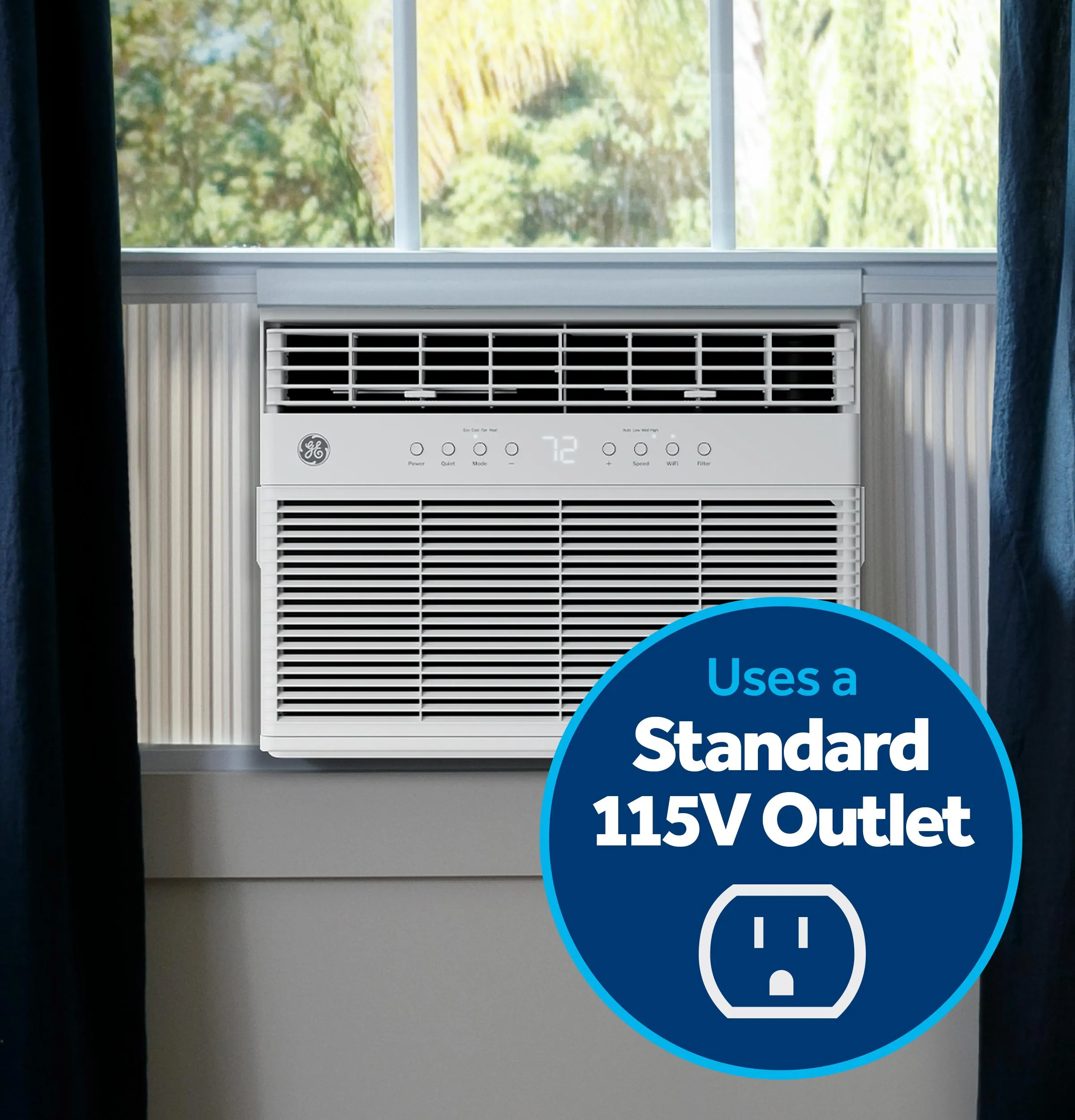 Ge Appliances AWGP08WWF Ge? 8,000 Btu Smart Heat/Cool With Heat Pump Electronic Window Air Conditioner For Medium Rooms Up To 350 Sq. Ft.