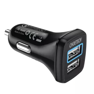 Limited Stock Offer Deal of the Day Choetech C0051 Qc 3.0 Dual Usb-A Ports 36W Car Charger