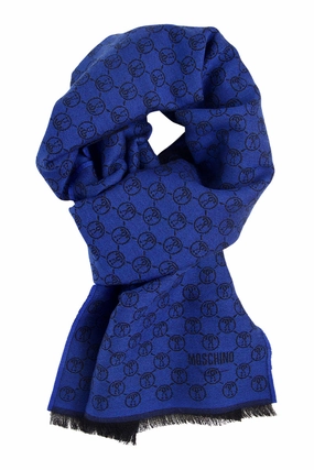 Wool Scarf In Bright Blue And Black Moschino Flash Deal Alert