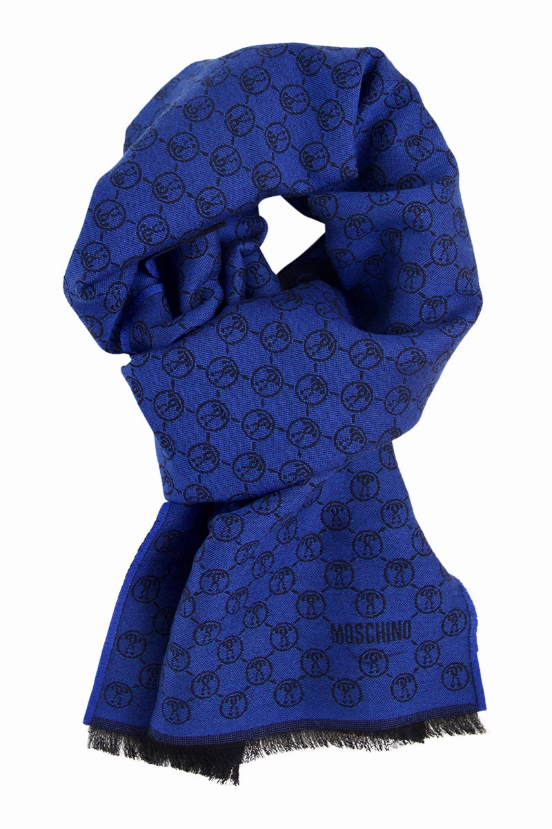 Wool Scarf In Bright Blue And Black Moschino Flash Deal Alert