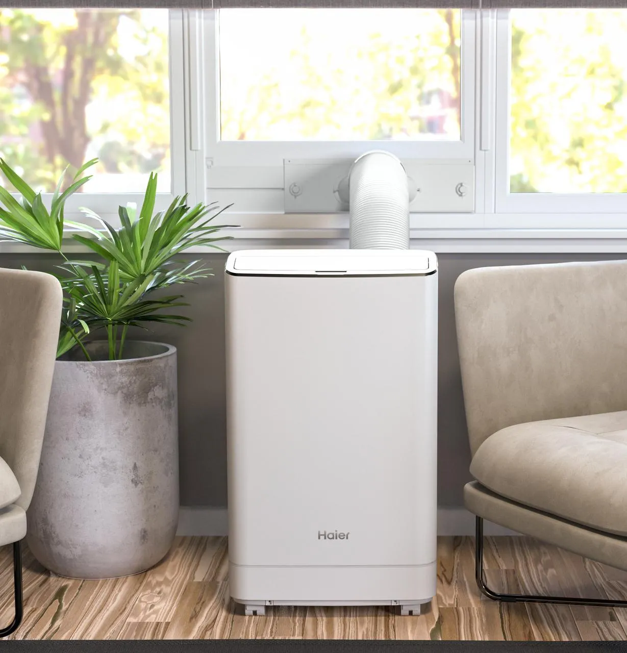 Haier QPCA09YZMW Haier? Portable Air Conditioner With Dehumidifier For Small Rooms Up To 250 Sq. Ft., 8.500 Btu (5,600 Btu Sacc)
